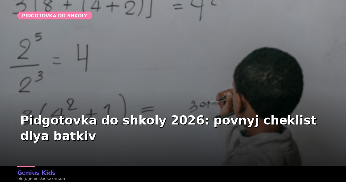 Підготовка до школи у 2026: повний чекліст для батьків дошкільнят
